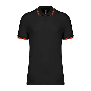 Men'S 2 Striped Short Sleeved Poloshirt – Black/Red