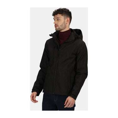 Venturer 3 Layer Hooded Printable Softshell Jacket – Black/Black