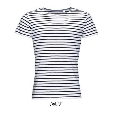 SOL'S MILES MEN - KÖRNYAKÚ CSÍKOS PÓLÓ – White/Navy