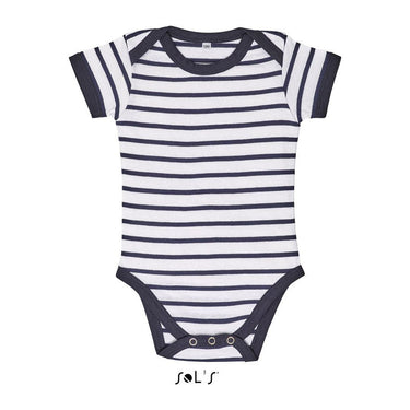 SOL'S MILES BABY - STRIPED BODYSUIT – White/Navy