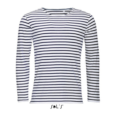 SOL'S MARINE MEN - HOSSZÚ UJJÚ CSÍKOS PÓLÓ – White/Navy