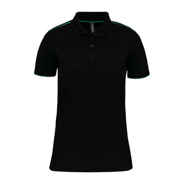LADIES' SHORT-SLEEVED CONTRASTING DAYTODAY POLO SH – Black/Kelly Green