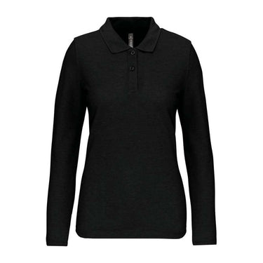 LADIES' LONG-SLEEVED POLO SHIRT – Deep Black