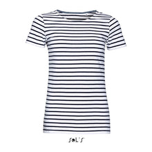 SOL'S MILES WOMEN - KEREKNYAKÚ CSÍKOS PÓLÓ – White/Navy