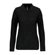 LADIES' LONG-SLEEVED POLO SHIRT – Deep Black